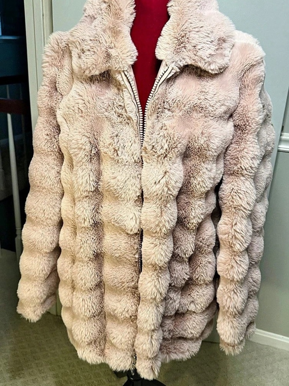 Ameri Mode Faux Fur Teddy Jacket in Pink Like New